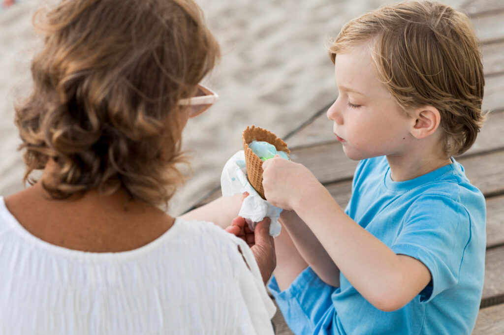 Parent meeting a child on the beach after filling C79 Form correctly.